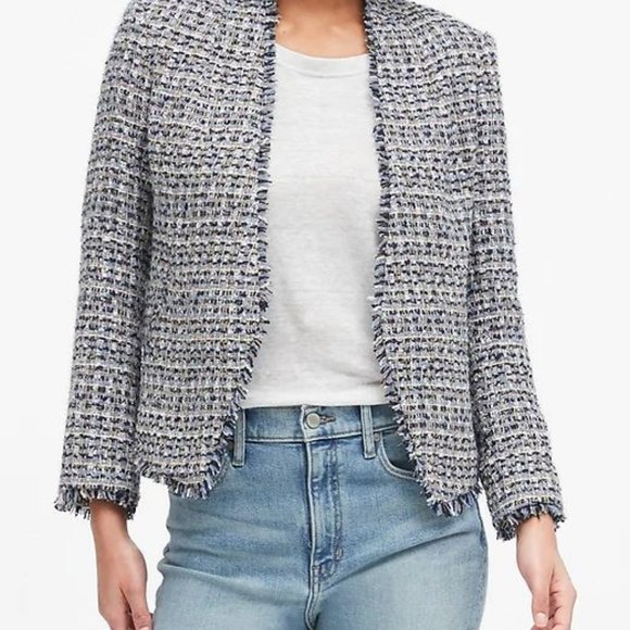 Tweed Blazer Blue w/Metallic Jacket Size 4 - Picture 1 of 7